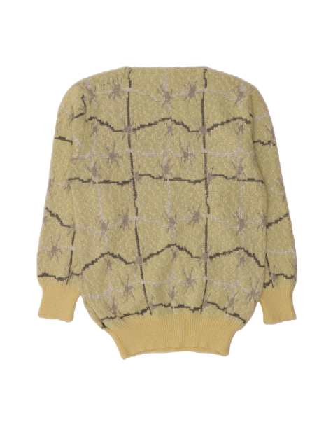 Vintage Boat Neck Jumper Sweater UK 16 Large In Yellow Check - view 1