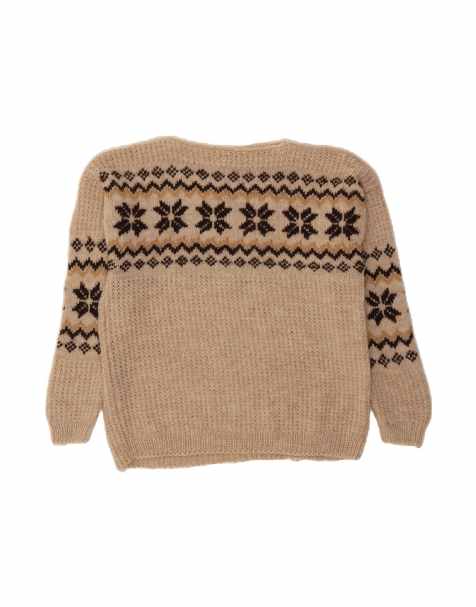 Vintage Boat Neck Jumper Sweater UK 18 XL In Beige Fair Isle - view 1