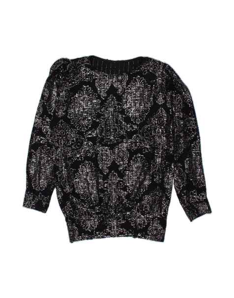 Vintage Boat Neck Jumper Sweater UK 18 XL In Black Paisley - view 1