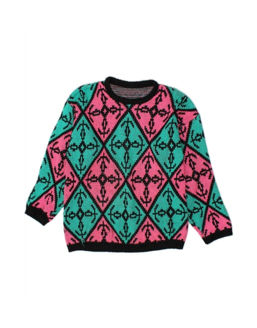 Vintage Boat Neck Jumper Sweater UK 18 XL In Multicoloured