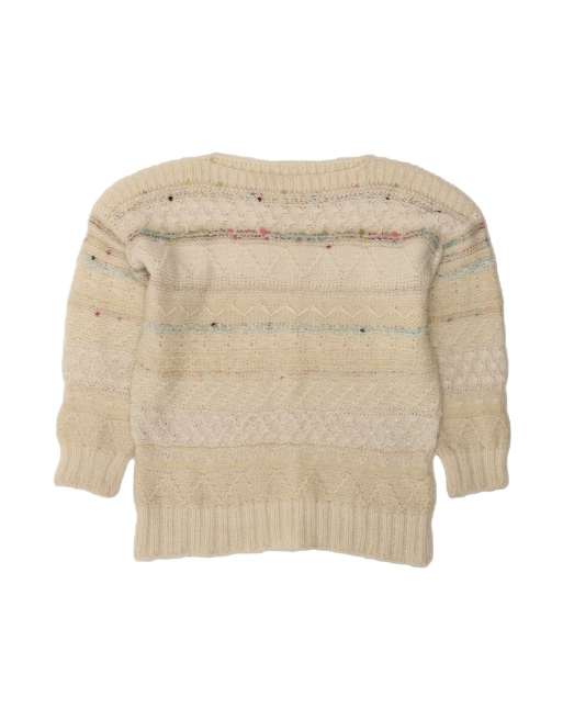 Vintage Boat Neck Jumper Sweater UK 18 XL In Off In White Fair Isle