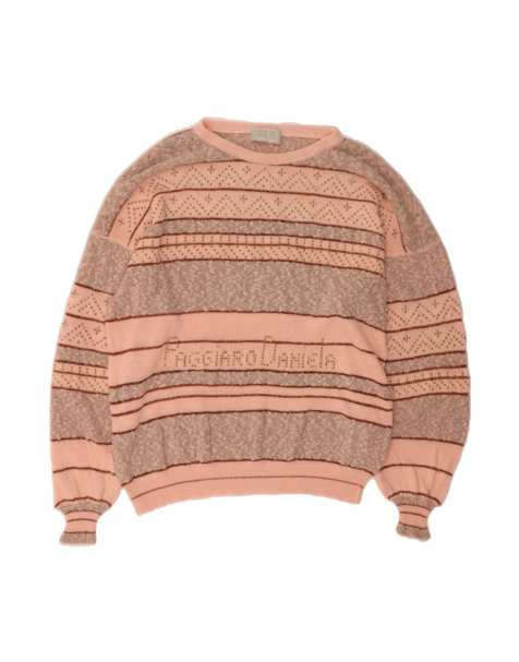 Vintage Boat Neck Jumper Sweater UK 18 XL In Pink Striped - view 1