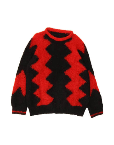 Vintage Boat Neck Jumper Sweater UK 20 2XL In Black Colourblock - view 1