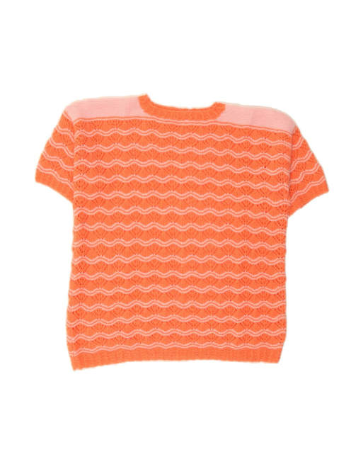 Vintage Boat Neck Jumper Sweater UK 20 2XL In Orange Striped