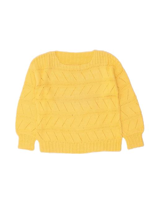 Vintage Boat Neck Jumper Sweater UK 6 XS In Yellow