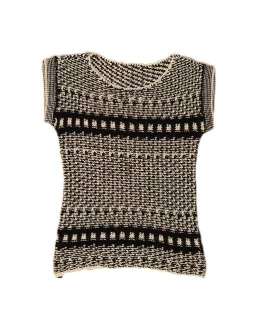 Vintage Boat Neck Jumper Sweater UK 8 Small In Black Striped