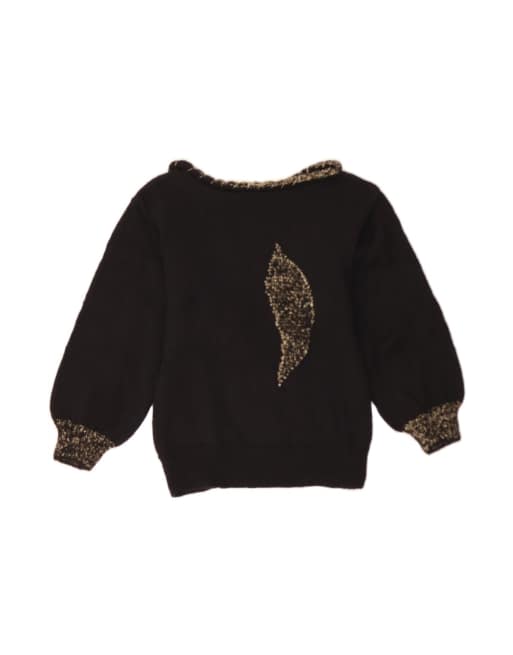 Vintage Boat Neck Jumper UK 10 Small In Black