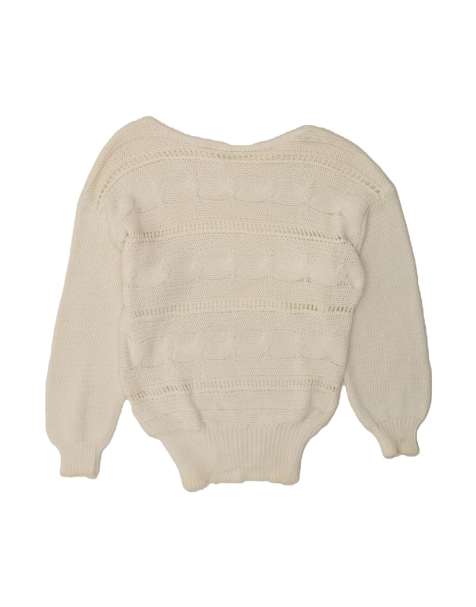 Vintage Boat Neck Jumper UK 16 Large In White - view 1