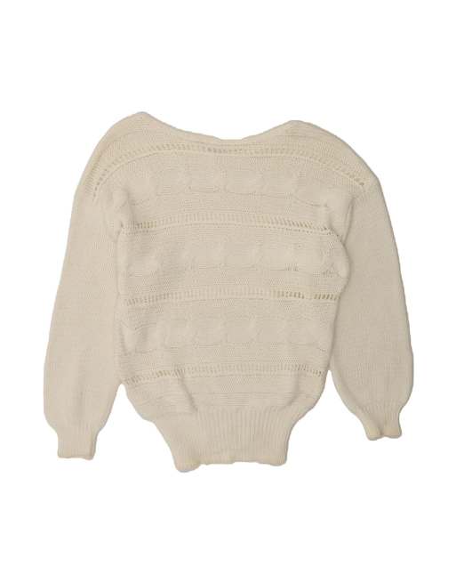 Vintage Boat Neck Jumper UK 16 Large In White
