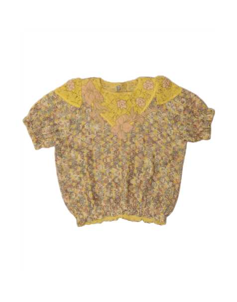Vintage Boat Neck Jumper UK 20 2XL In Yellow Floral - view 1