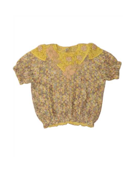 Vintage Boat Neck Jumper UK 20 2XL In Yellow Floral