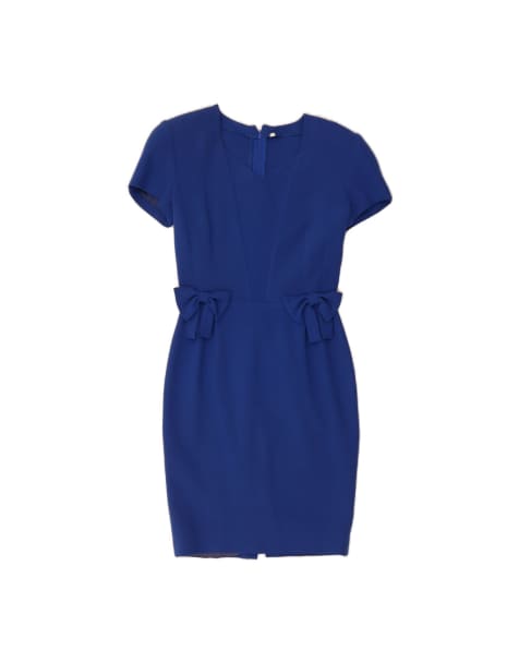 Vintage Bodycon Dress It 40 Small In Blue Linen - view 1