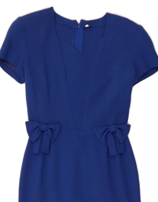 Vintage Bodycon Dress It 40 Small In Blue Linen, 3 of 4