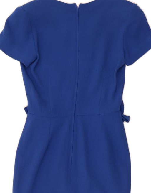Vintage Bodycon Dress It 40 Small In Blue Linen, 4 of 4