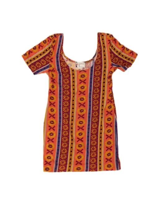 Vintage Bodycon Dress It 46/48 Large In Orange Fair Isle