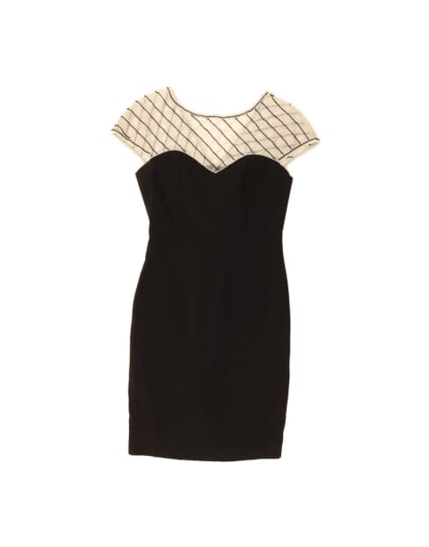 Vintage Bodycon Dress UK 10 Small In Black Colourblock - view 1