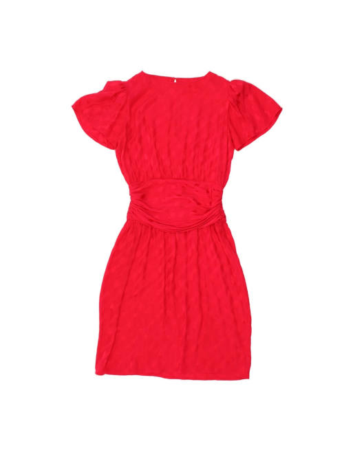 Vintage Bodycon Dress UK 16 Large In Red Striped