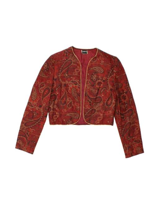 Vintage Bolero Jacket EU 38 Medium In Maroon Paisley