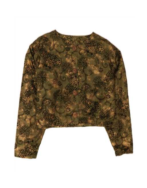 Vintage Bolero Jacket UK 14 Large In Green Paisley