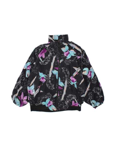 Vintage Bomber Jacket It 40/42 Medium In Black Floral - view 1
