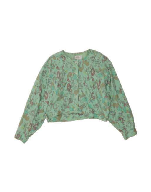 Vintage Bomber Jacket UK 16 Large In Green Floral