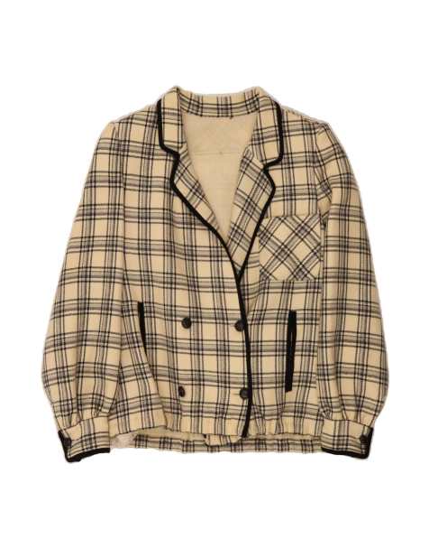 Vintage Bomber Jacket UK 16 Large In Off In White Check - view 1