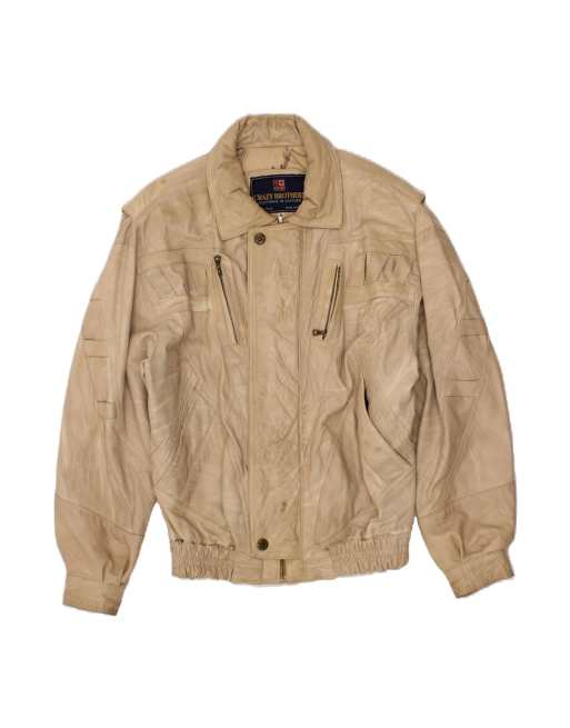 Vintage Bomber Jacket UK 38 Medium In Beige