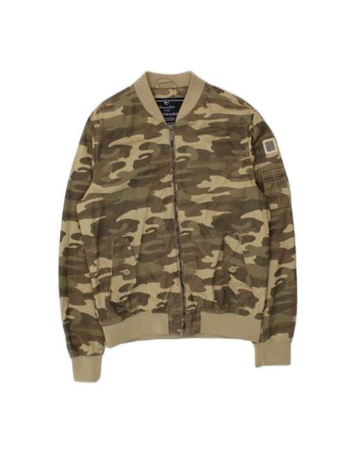 Vintage Bomber Jacket UK 38 Medium In Khaki Camouflage