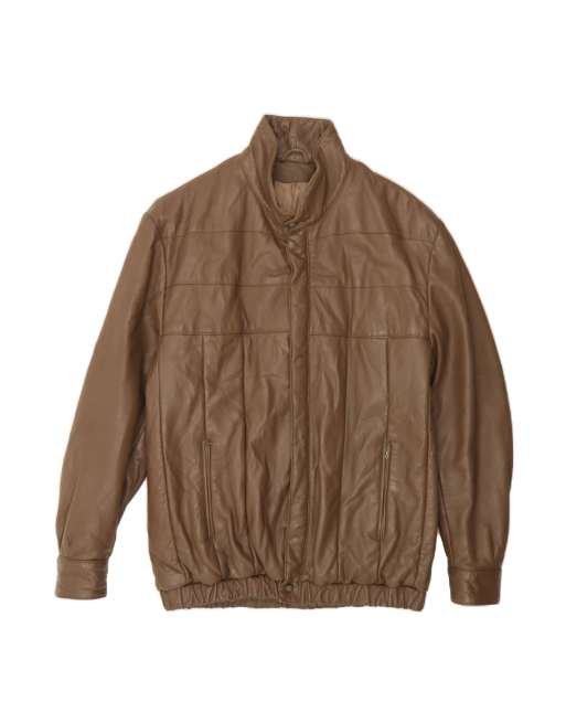 Vintage Bomber Leather Jacket It 50 Large In Brown