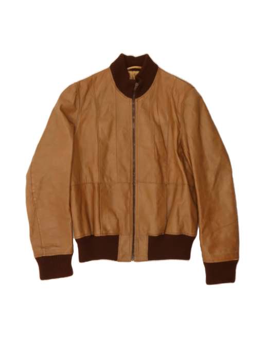 Vintage Bomber Leather Jacket UK 14 Medium In Brown