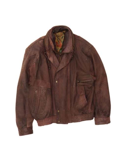 Vintage Bomber Leather Jacket UK 36 Small In Brown
