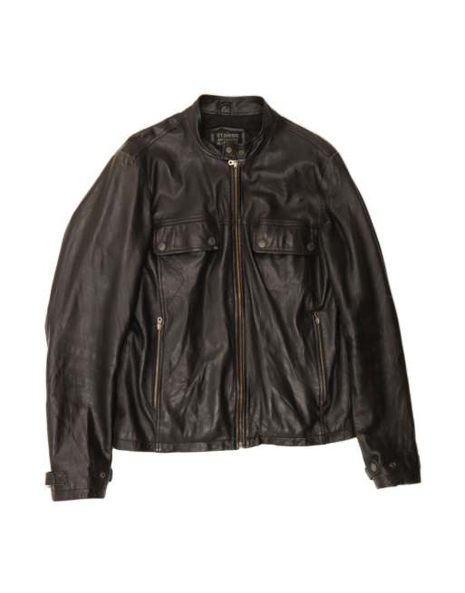 Vintage Bomber Leather Jacket UK 42 XL In Black