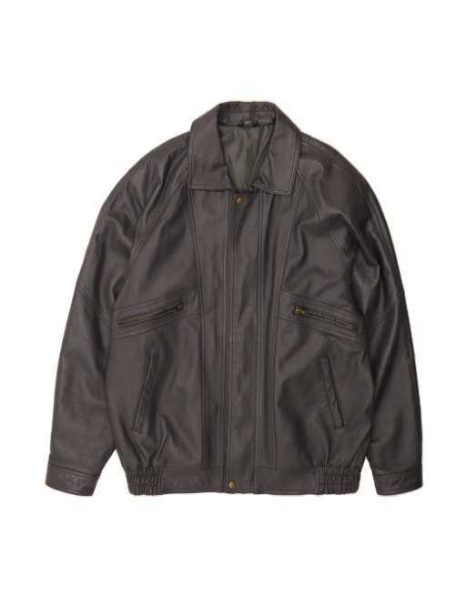 Vintage Bomber Leather Jacket UK 44/46 Large In Grey
