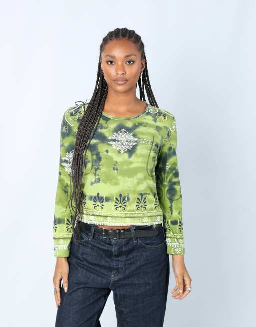 Vintage Bonita S long sleeve top in light green