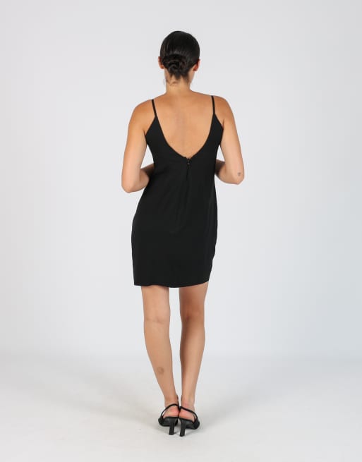 Vintage Borgofiori S woven midi dress in black, 3 of 4
