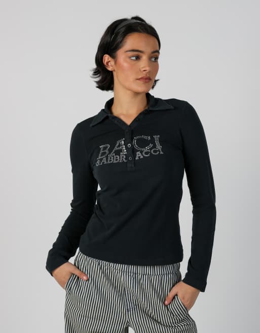 Vintage Braci & Abbracci M long sleeve top in black, 3 of 4