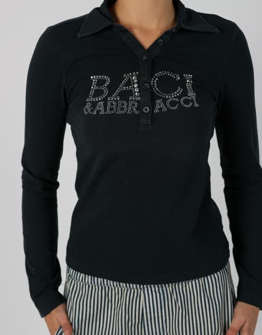 Vintage Braci & Abbracci M long sleeve top in black, 4 of 4