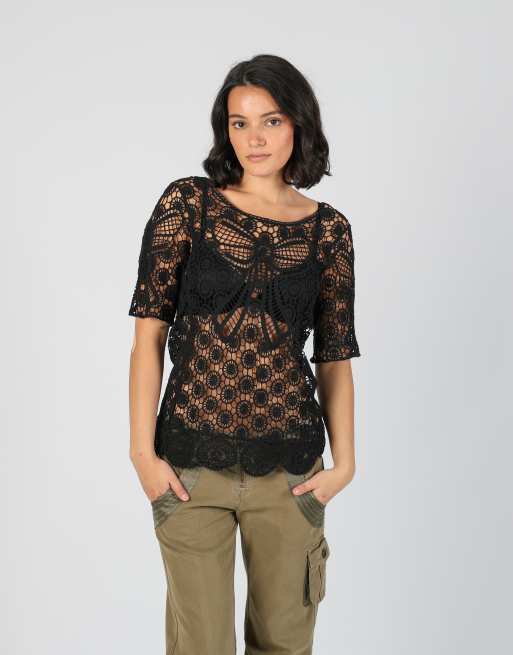 Vintage Brave Soul Boutique S woven top in black