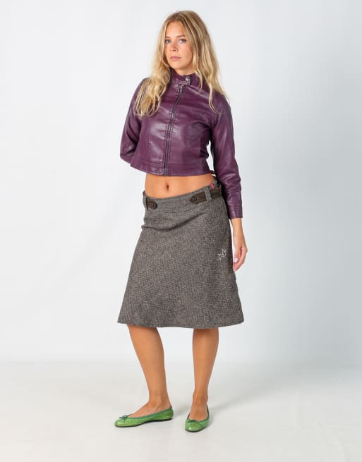 Vintage Broadway 10 woven midi skirt in brown