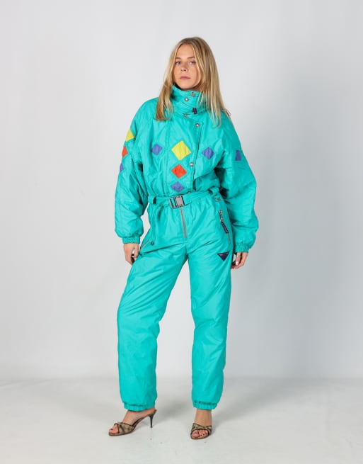 Vintage Brugi S ski suit in turquoise