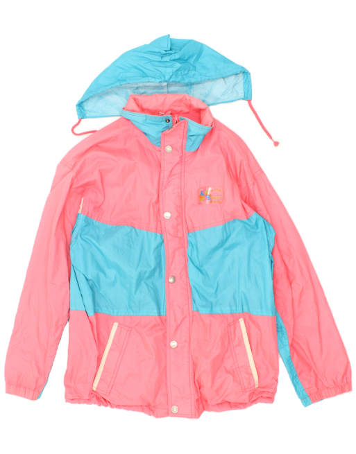 Vintage Brugi Size XS Colourblock Hooded Rain Jacket in Pink