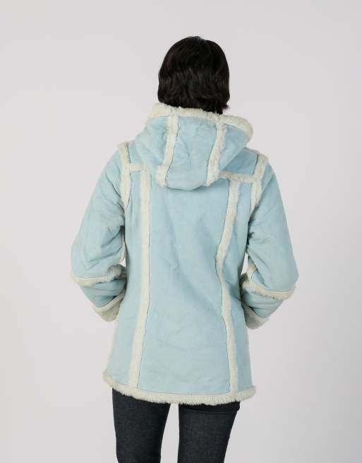 Vintage Brums M shearling coat in light blue, 4 of 4