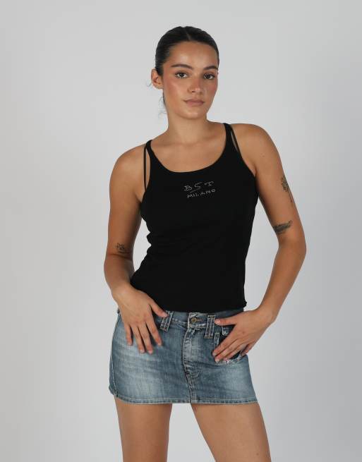 Vintage bst milano S woven vest in black
