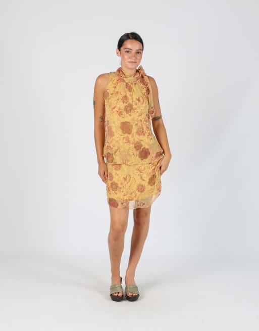 Vintage btween S woven mini dress in yellow