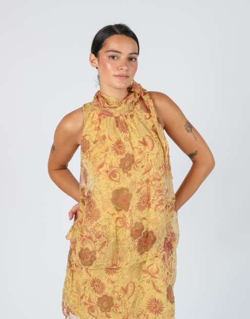 Vintage btween S woven mini dress in yellow, 2 of 4