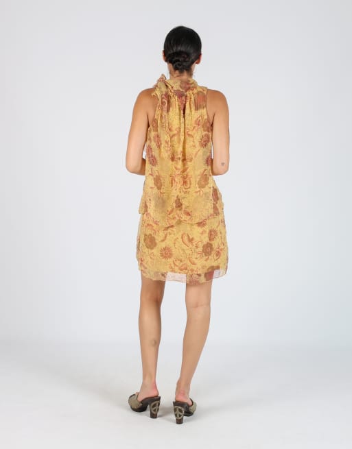 Vintage btween S woven mini dress in yellow, 3 of 4