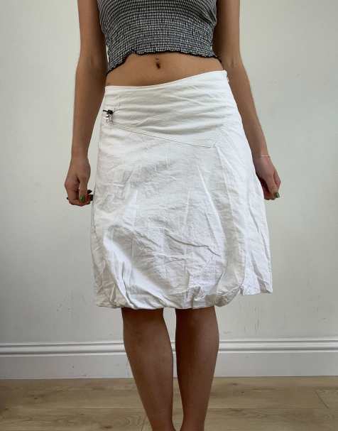 Vintage bubble style midi skirt in white - view 1
