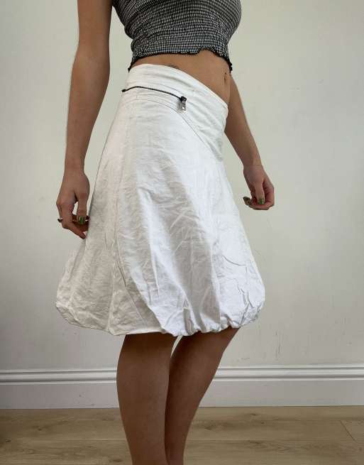 Vintage bubble style midi skirt in white, 3 of 4
