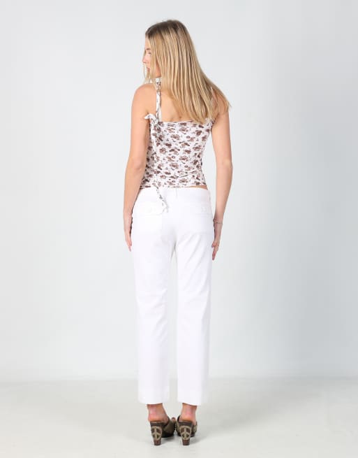 Vintage Burberry 10 woven trousers in ivory, 3 of 4