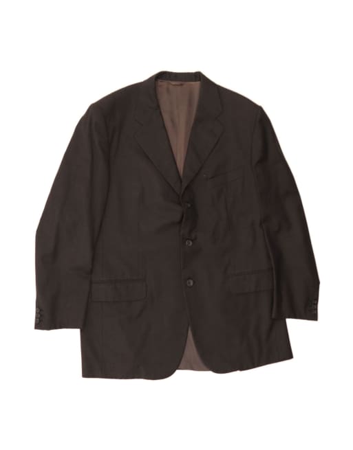Vintage Burberry 3 Button Blazer Jacket It 56 3XL In Grey Wool